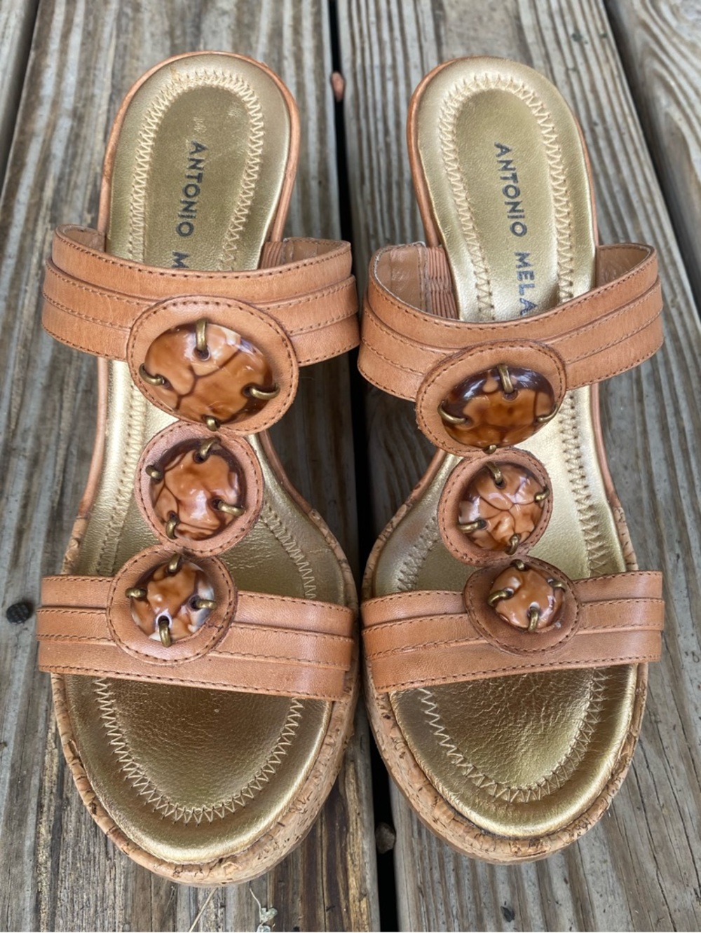 ✨ ANTONIO MELANI - Wedge Sandals with Tortoiseshell Accents!